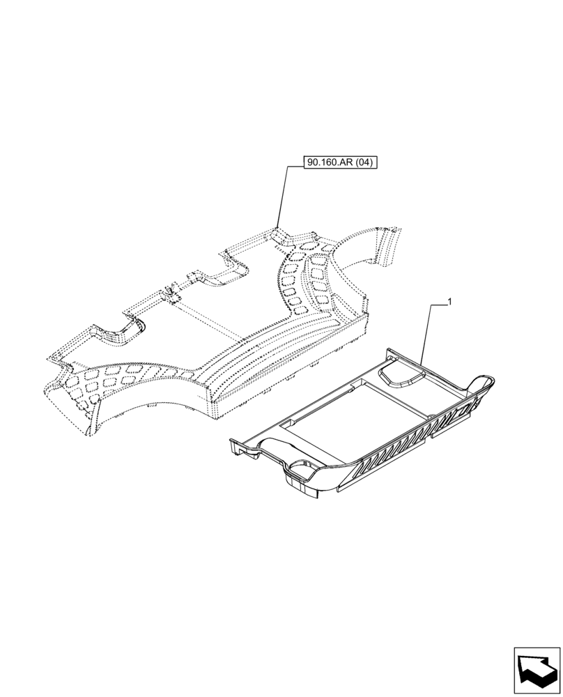 Схема запчастей Case IH PUMA 150 - (90.160.AR[05]) - VAR - 332723, 392115 - FLOOR MAT, REAR (90) - PLATFORM, CAB, BODYWORK AND DECALS