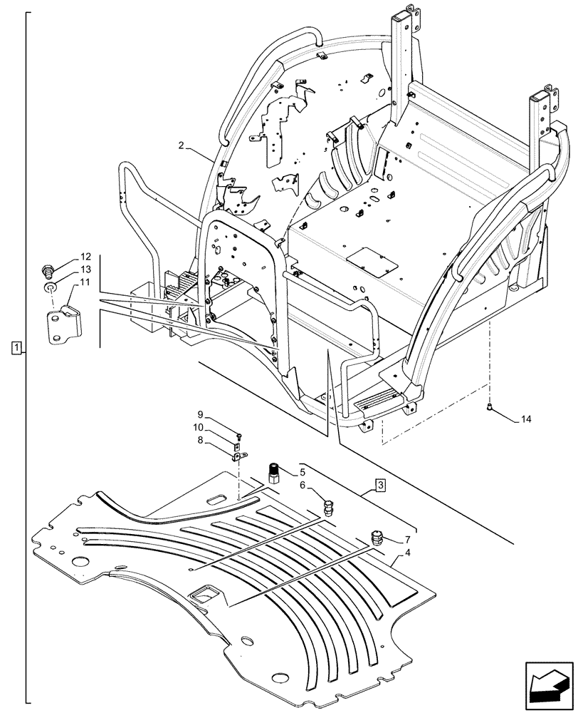 Схема запчастей Case IH FARMALL 65C - (90.110.AP[03]) - VAR - 334187, 334190, 335743, 335744, 335792, 392315 - PLATFORM, SPARK ARRESTER, HANDLE, W/O CAB (90) - PLATFORM, CAB, BODYWORK AND DECALS