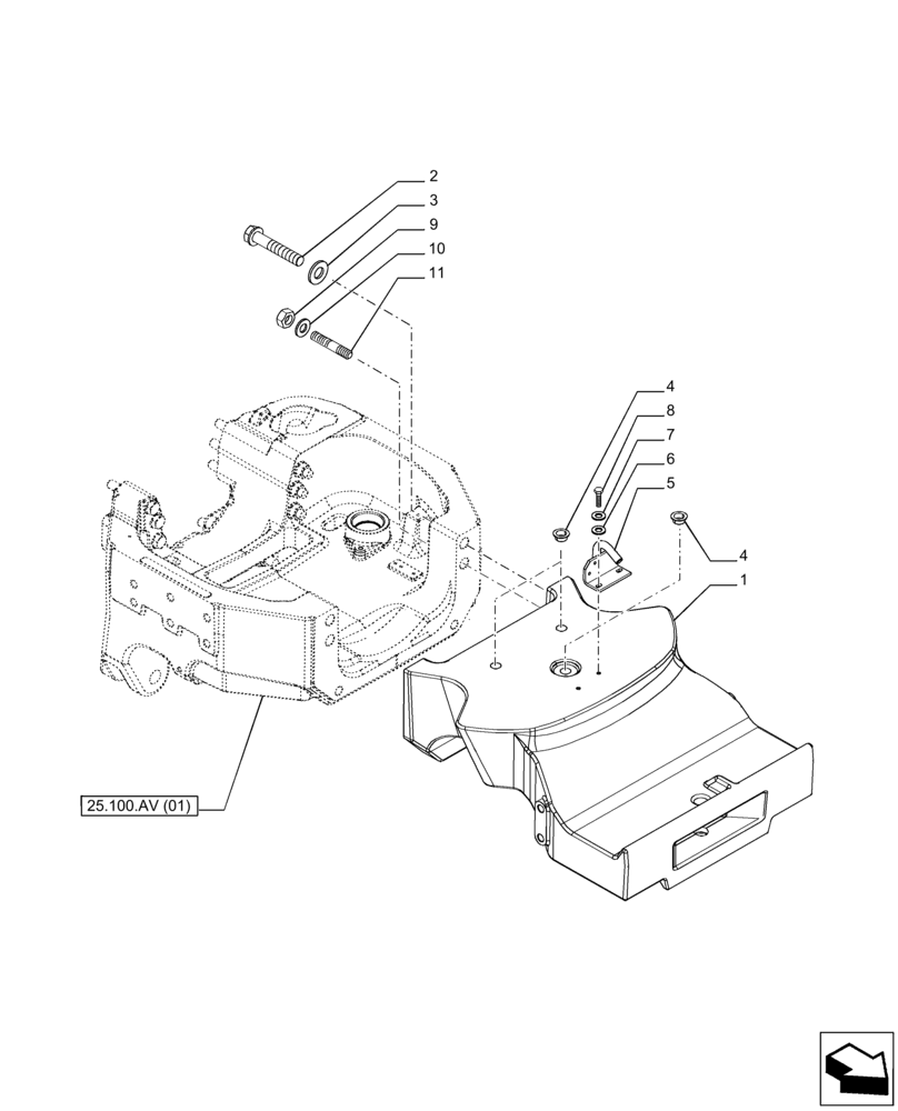 Схема запчастей Case IH PUMA 220 CVT - (39.140.AF[01]) - VAR - 758095, 758097, 758098 - FRONT WEIGHT (39) - FRAMES AND BALLASTING