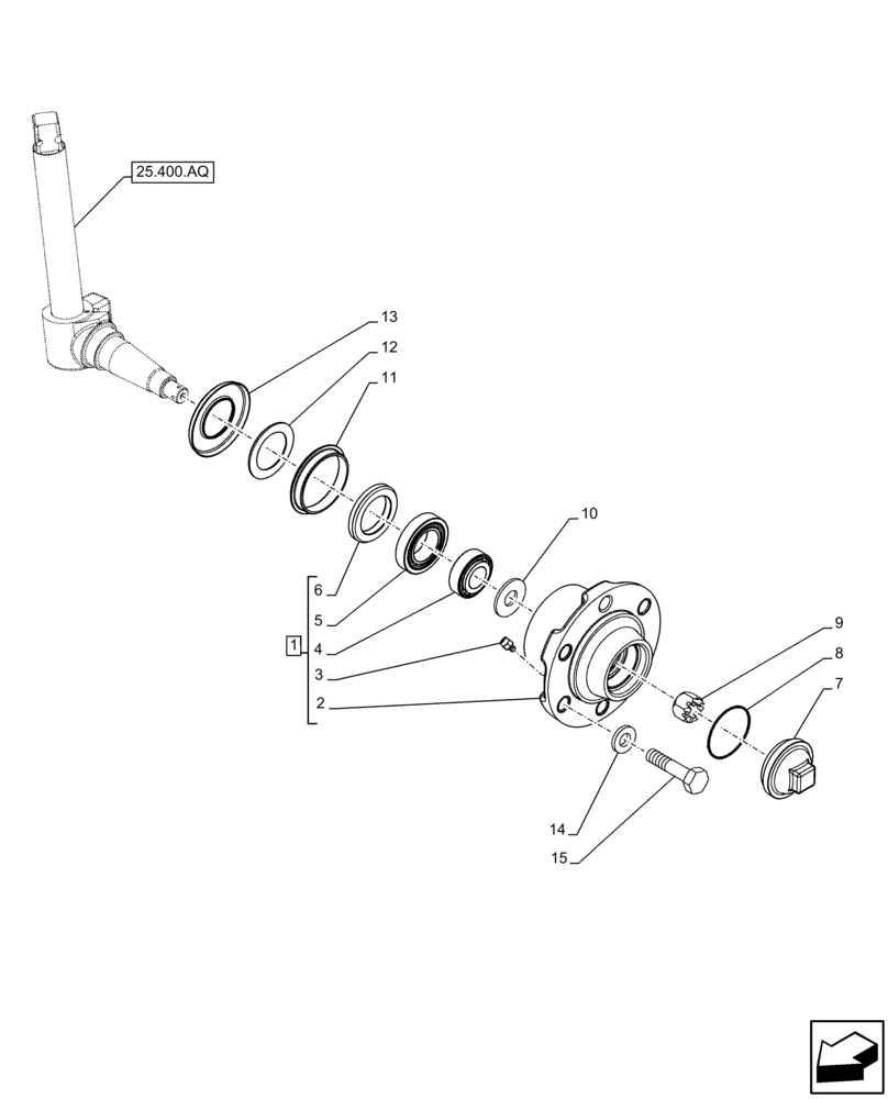 Схема запчастей Case IH FARMALL 95C - (25.400.AH) - VAR - 330581 - FRONT AXLE, HUB, 2WD (25) - FRONT AXLE SYSTEM