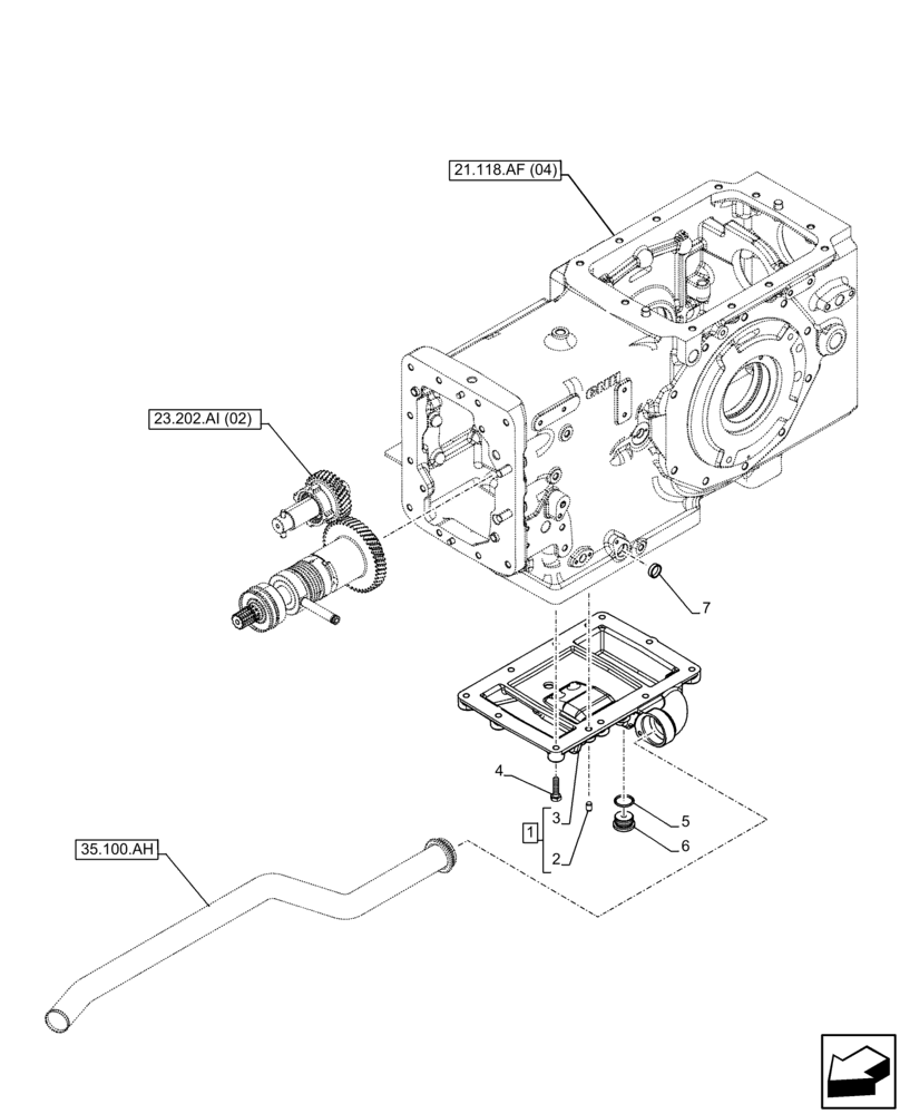 Схема запчастей Case IH FARMALL 105C - (23.202.AI[01]) - VAR - 337323, 743560, 744580, 744581, 744990 - FRONT, WHEEL, DRIVE (FWD), GEAR, HOUSING (23) - FOUR WHEEL DRIVE SYSTEM