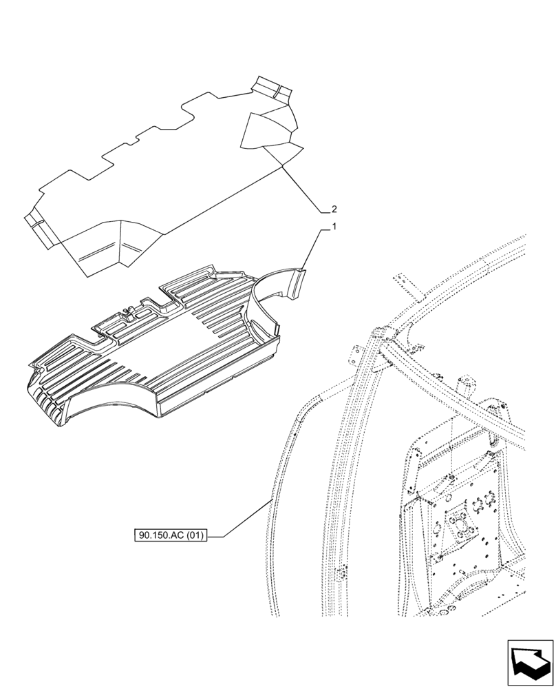 Схема запчастей Case IH PUMA 165 CVT - (90.160.AR[02]) - VAR - 332722, 332723, 392114 - FLOOR MAT, FRONT (90) - PLATFORM, CAB, BODYWORK AND DECALS