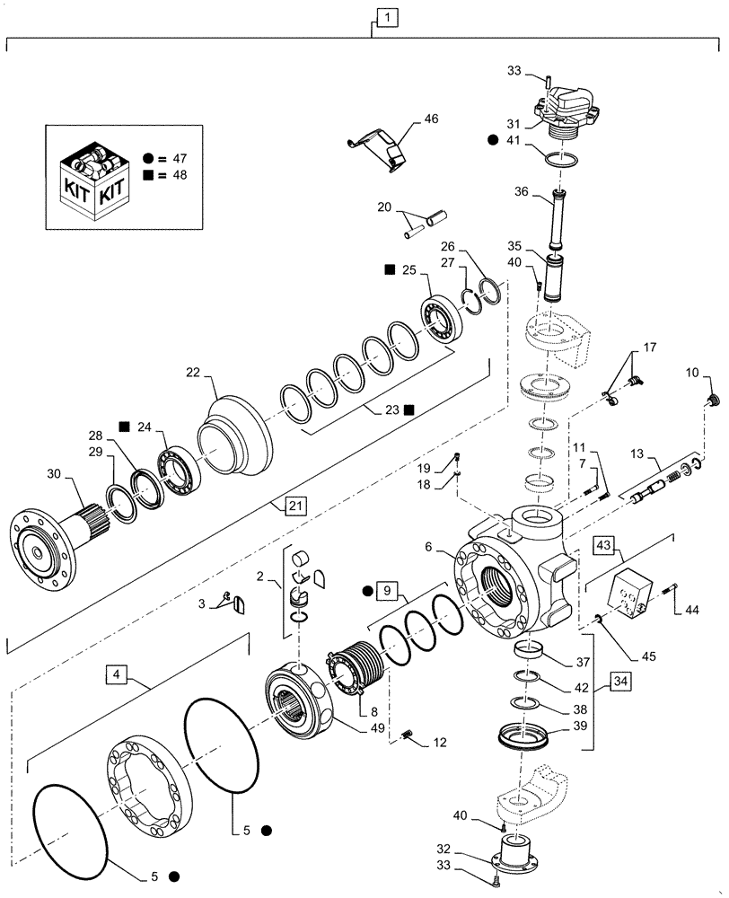 Схема запчастей Case IH 7140 - (27.450.AL[03]) - MOTOR, REAR AXLE ASSY, 2-SPEED, LH (27) - REAR AXLE SYSTEM