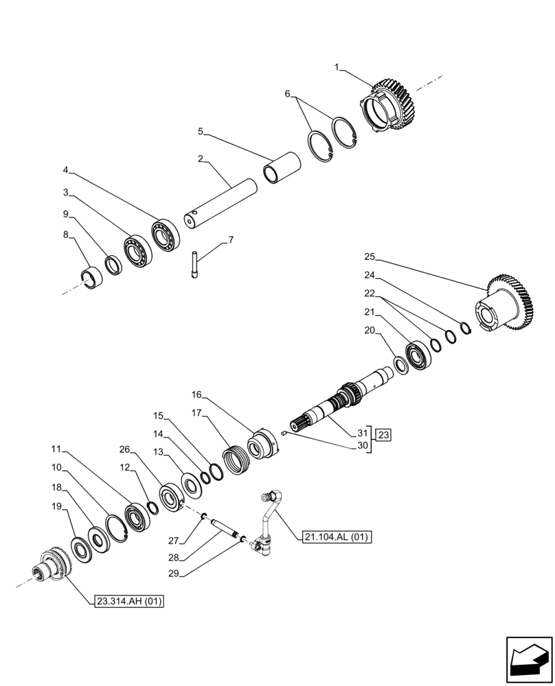 Схема запчастей Case IH FARMALL 115C - (23.202.AI[02]) - VAR - 337323, 743560, 744580, 744581, 744990 - FRONT, WHEEL, DRIVE (FWD), GEAR (23) - FOUR WHEEL DRIVE SYSTEM