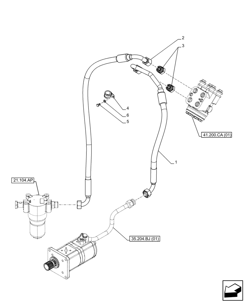 Схема запчастей Case IH FARMALL 85C - (41.200.AA [01]) - VAR - 330581 - STEERING LINE, POWERSHUTTLE 2WD (41) - STEERING