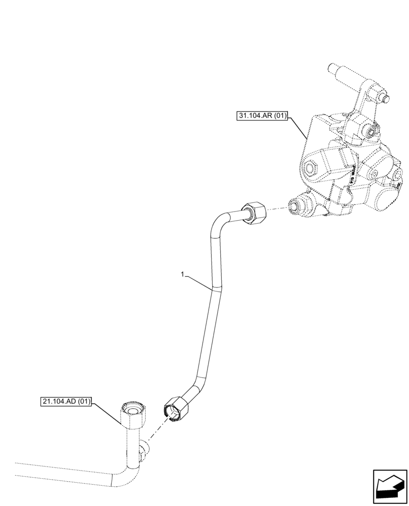 Схема запчастей Case IH FARMALL 95C - (21.104.AR[01]) - VAR - 330581, 390328, 743559, 744580, 744990 - TRANSMISSION LUBRICATION LINE (21) - TRANSMISSION