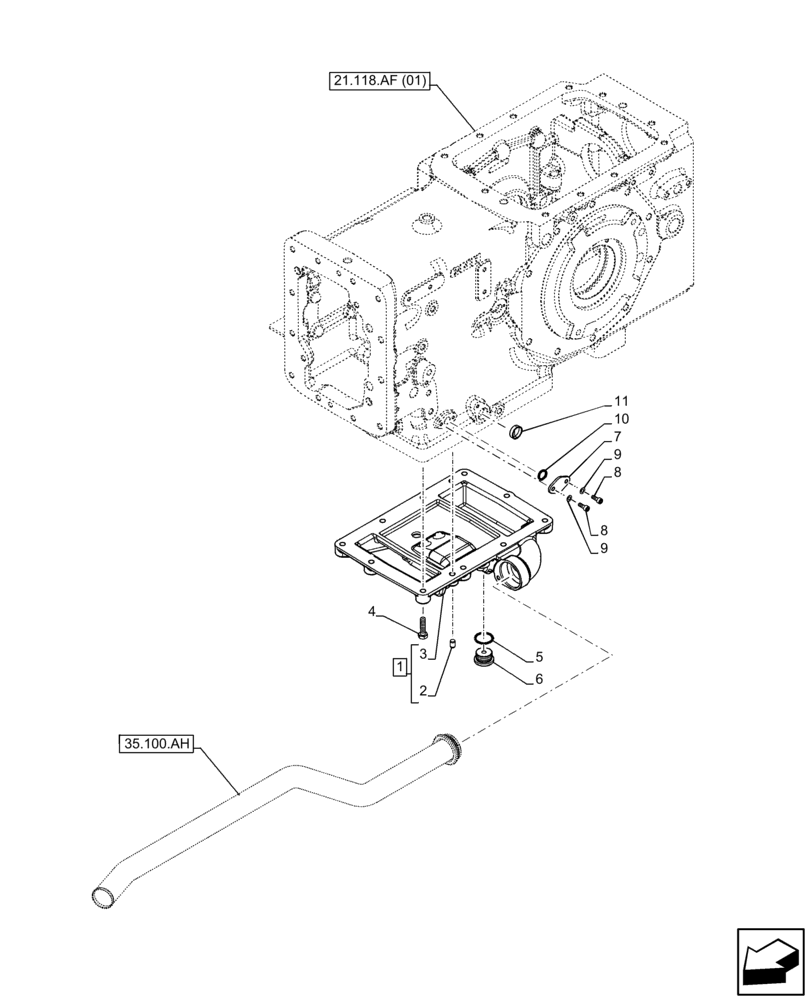 Схема запчастей Case IH FARMALL 85C - (21.200.AA[02]) - VAR - 330581 - DROP BOX, CAB (21) - TRANSMISSION