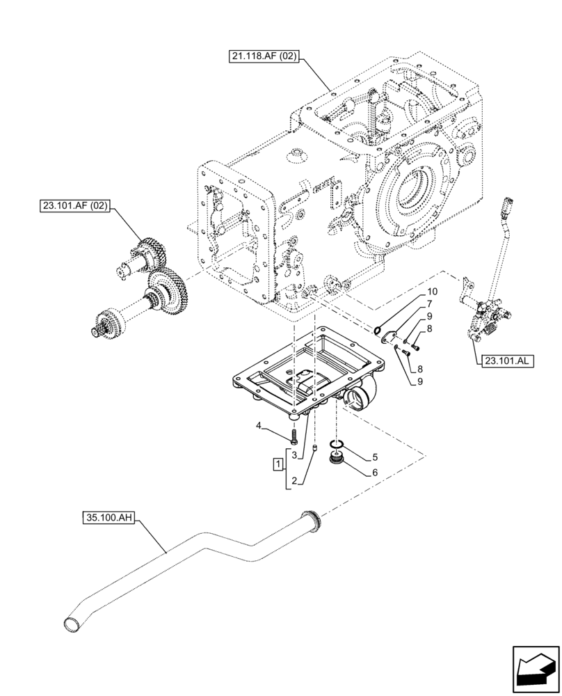 Схема запчастей Case IH FARMALL 85C - (21.200.AA[03]) - VAR - 390328, 743559 - DROP BOX (21) - TRANSMISSION