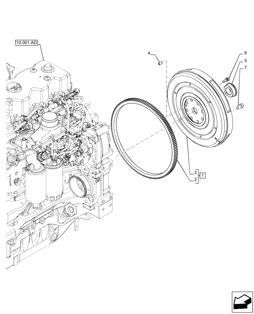 Схема запчастей Case IH PUMA 165 CVT - (10.103.AH) - VAR - 391130, 758000 - ENGINE FLYWHEEL (10) - ENGINE