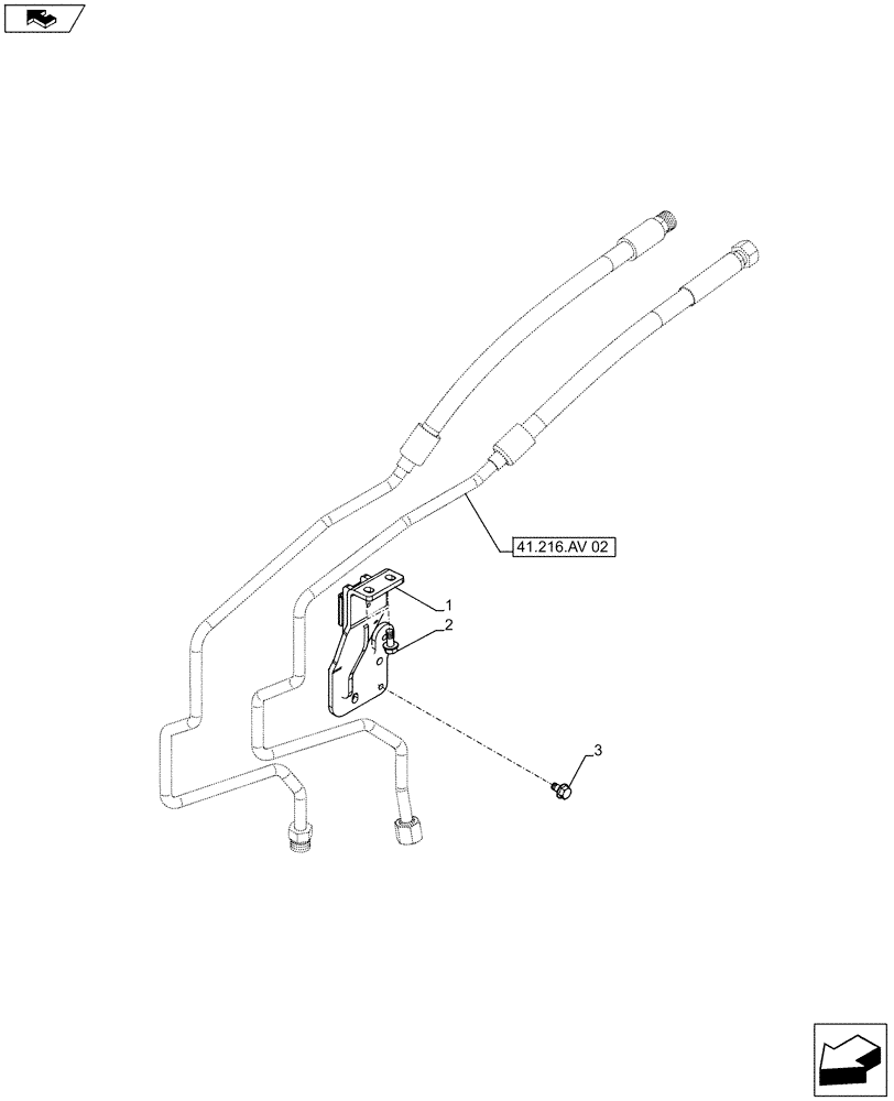 Схема запчастей Case IH FARMALL 105U - (41.200.AO[01]) - VAR - 330335, 331335 - STEERING LINE, SUPPORT (PNEUMATIC TRAILER BRAKE, L/AC), ISO (41) - STEERING