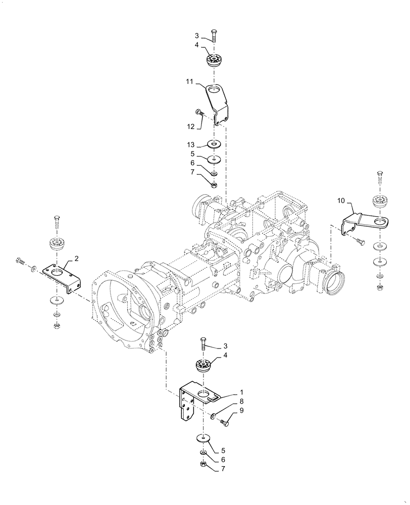 Схема запчастей Case IH FARMALL 35C - (90.118.CD) - TRANSMISSION MOUNTING PARTS (90) - PLATFORM, CAB, BODYWORK AND DECALS