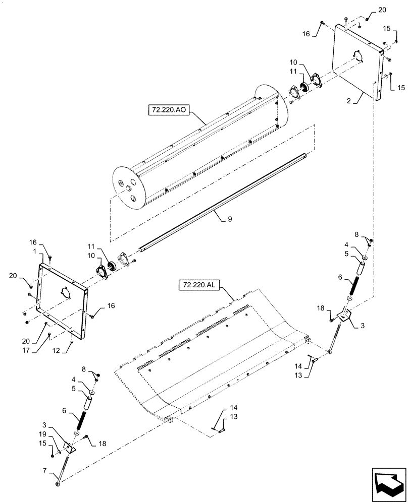 Схема запчастей Case IH 6130 - (72.220.AJ[02]) - BEATER ASSY (72) - SEPARATION