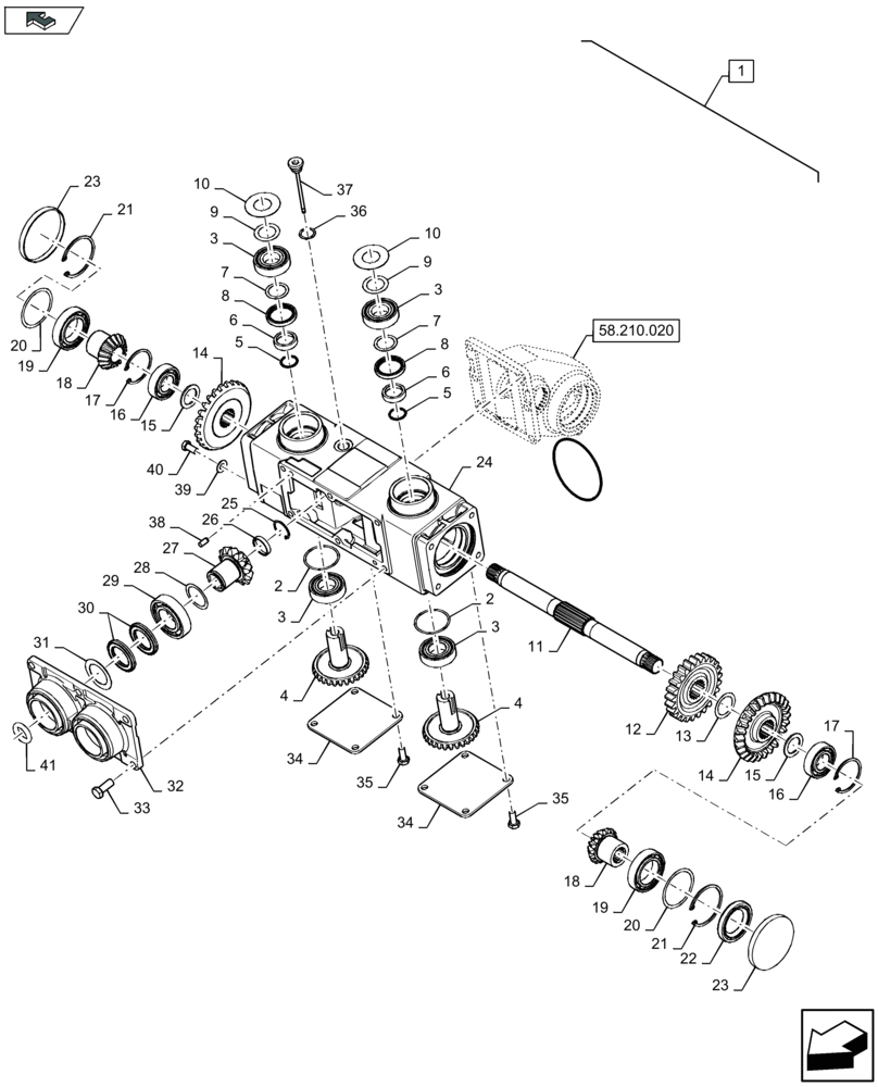 Схема запчастей Case IH 4408F-30 - (58.210.010) - ROLLER AND CHAIN DRIVE (58) - ATTACHMENTS/HEADERS