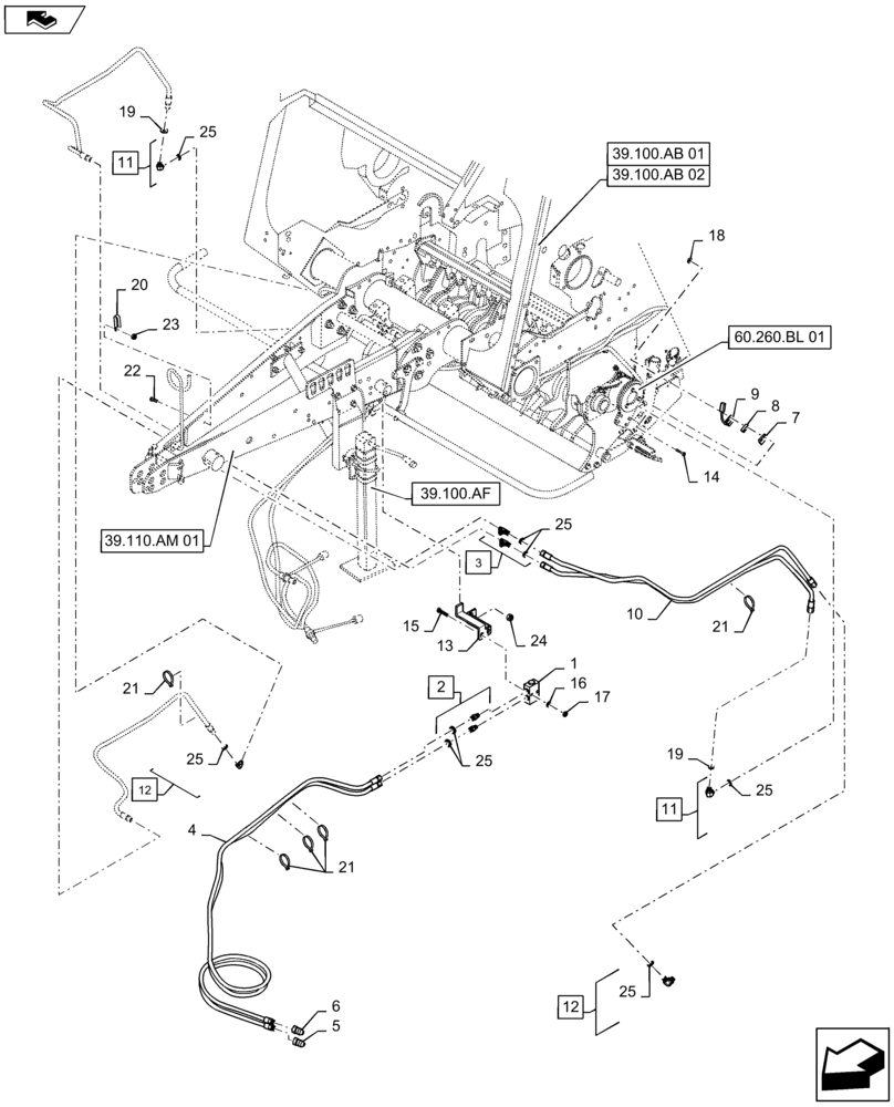 Схема запчастей Case IH RB455 - (35.565.AB[01]) - VAR - 726914 - ROTOR HYDRAULIC SYSTEM, LH (35) - HYDRAULIC SYSTEMS