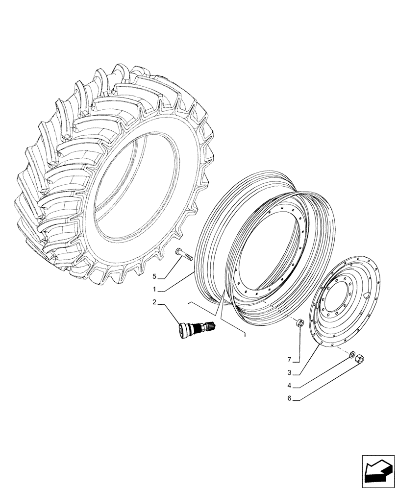 Схема запчастей Case IH PUMA 185 - (44.520.AB[05]) - VAR - 8480401 - REAR, WHEEL (W18LX38) (44) - WHEELS