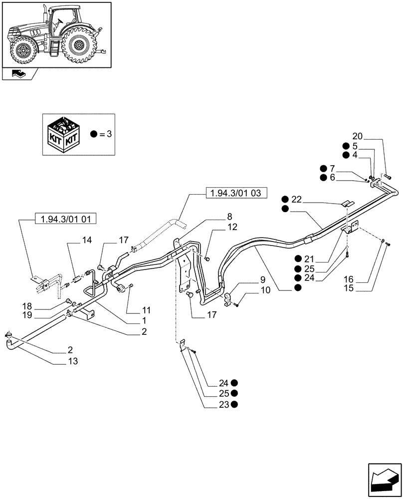 Схема запчастей Case IH PUMA 155 - (1.94.3/01[02A]) - AIR CONDITIONING SYSTEM PIPES - D7156 (10) - OPERATORS PLATFORM/CAB