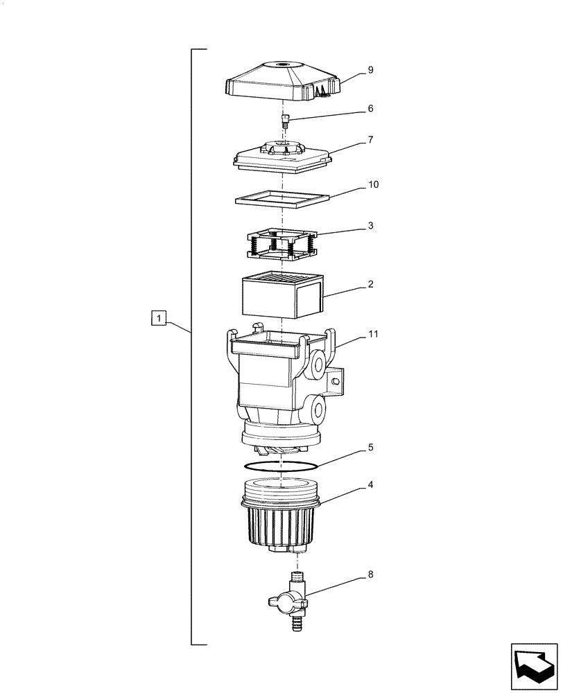 Схема запчастей Case IH 6140 - (10.206.AF) - FILTER, FUEL WATER SEPARATOR (10) - ENGINE