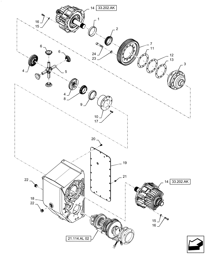 Схема запчастей Case IH 5140 - (21.114.AL[01]) - TRANSMISSION, FRONT (21) - TRANSMISSION