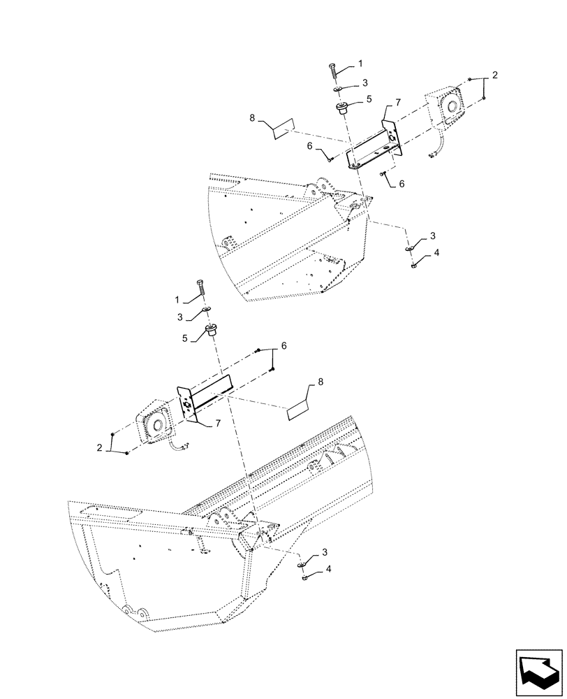 Схема запчастей Case IH DH363 - (55.404.AF[02]) - MOUNT, CLEARANCE LIGHT ASSY (55) - ELECTRICAL SYSTEMS