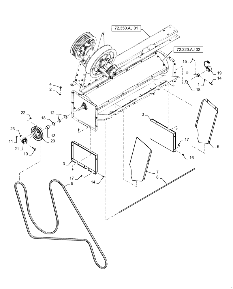 Схема запчастей Case IH 5140 - (72.220.AJ[01]) - DISCHARGE BEATER (72) - SEPARATION