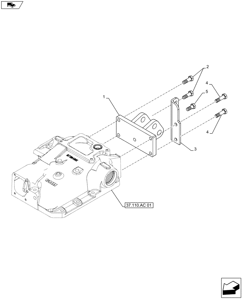 Схема запчастей Case IH FARMALL 115U - (37.110.AQ[07]) - VAR - 331335 - TOP LINK, W/O, AIR BRAKE, ISO (37) - HITCHES, DRAWBARS & IMPLEMENT COUPLINGS