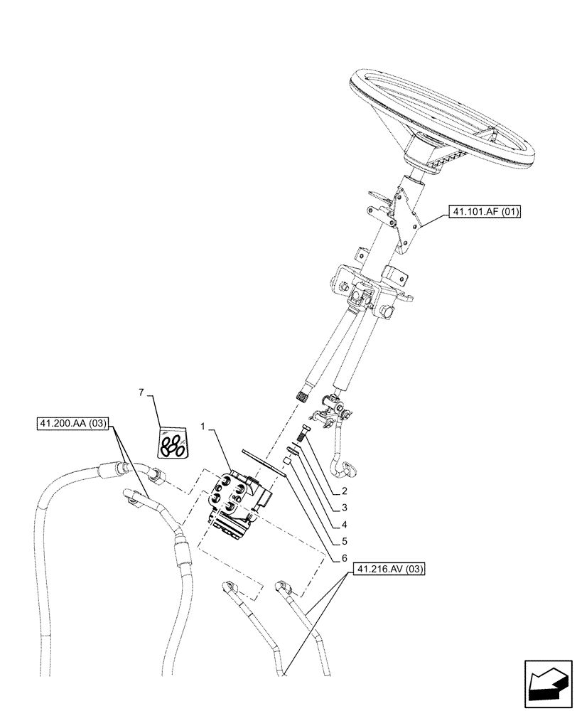 Схема запчастей Case IH FARMALL 95C - (41.200.CA[03]) - VAR - 337323, 390328, 743559, 743560, 743561, 744580, 744581, 744990 - STEERING VALVE (SHUTTLE) 4WD (41) - STEERING