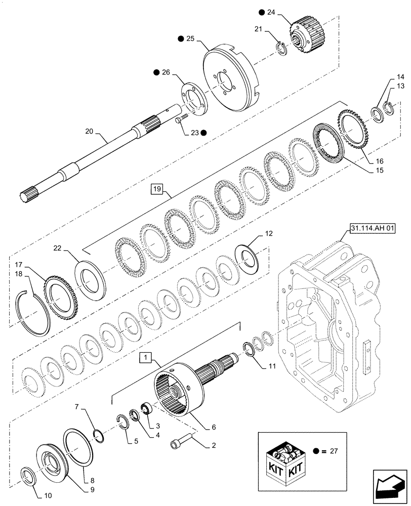 Схема запчастей Case IH MAGNUM 200 - (31.114.AI[01]) - VAR- 420104, 420105 - PTO CLUTCH - CVT (31) - IMPLEMENT POWER TAKE OFF