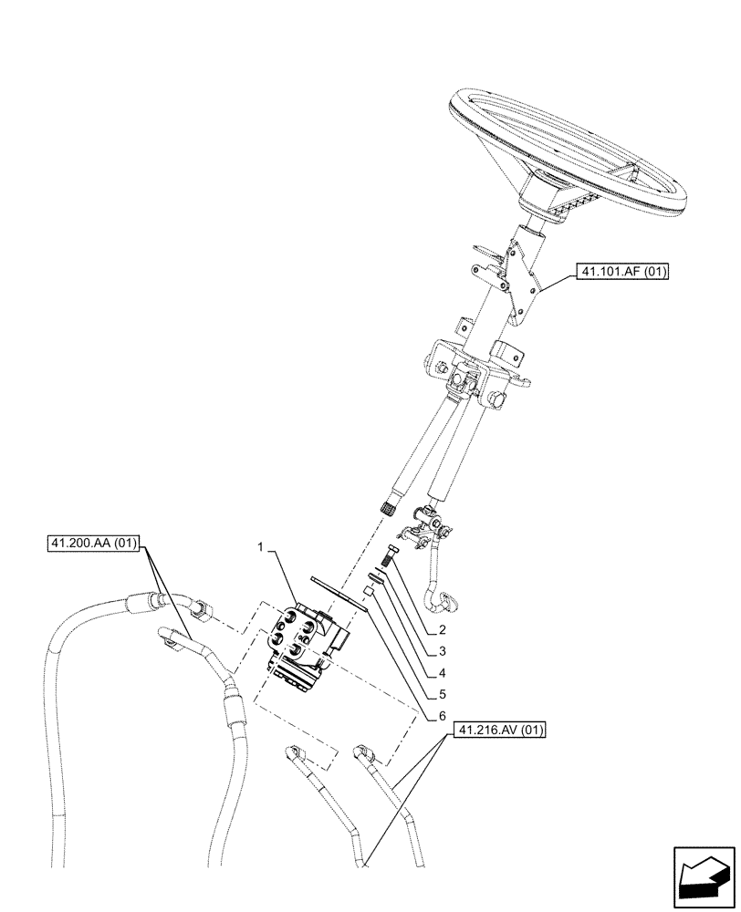 Схема запчастей Case IH FARMALL 85C - (41.200.CA[01]) - VAR - 330581 - STEERING VALVE, POWERSHUTTLE (41) - STEERING