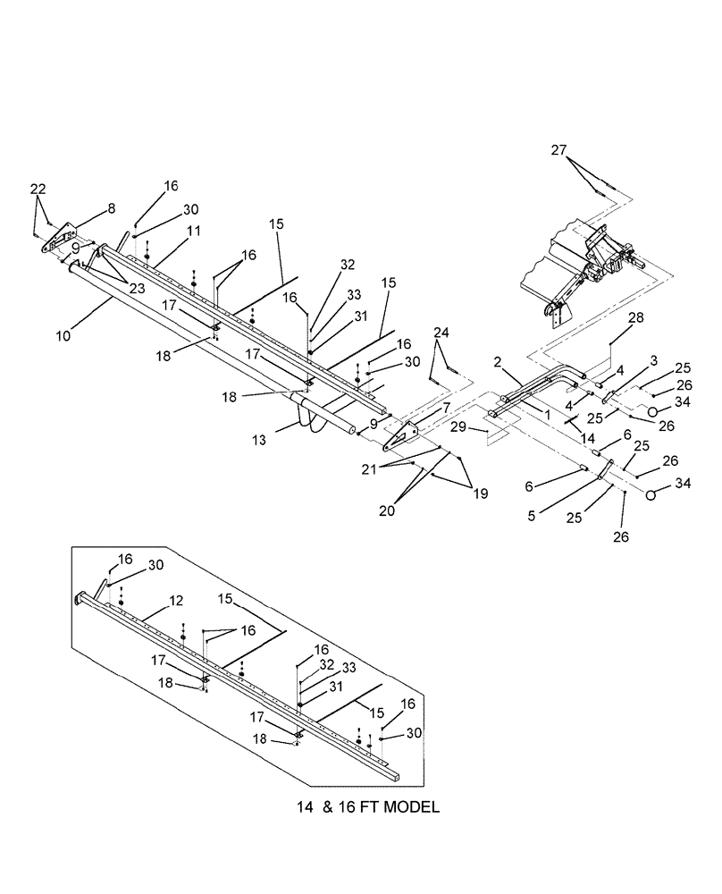 Схема запчастей Case IH 2016 - (20.10[01]) - HOLD DOWN, HYDRAULIC, BELT TYPE OR RAKE TYPE, BPIN CAB010350 [CBC010035] (58) - ATTACHMENTS/HEADERS