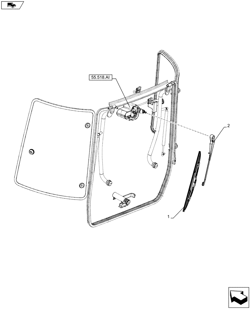 Схема запчастей Case IH FARMALL 105U - (55.518.AH) - VAR - 330642 - WIPER ARM, REAR (55) - ELECTRICAL SYSTEMS