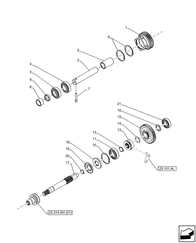 Схема запчастей Case IH FARMALL 95C - (23.101.AF[02]) - VAR - 390328, 743559 - FRONT, WHEEL, DRIVE, GEAR 4WD (23) - FOUR WHEEL DRIVE SYSTEM