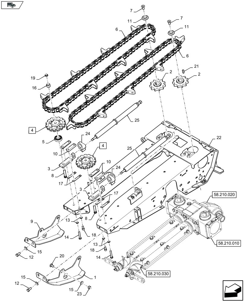 Схема запчастей Case IH 4408F-30 - (58.220.070) - ROW UNIT CHAIN AND SPROCKETS - C685 (58) - ATTACHMENTS/HEADERS