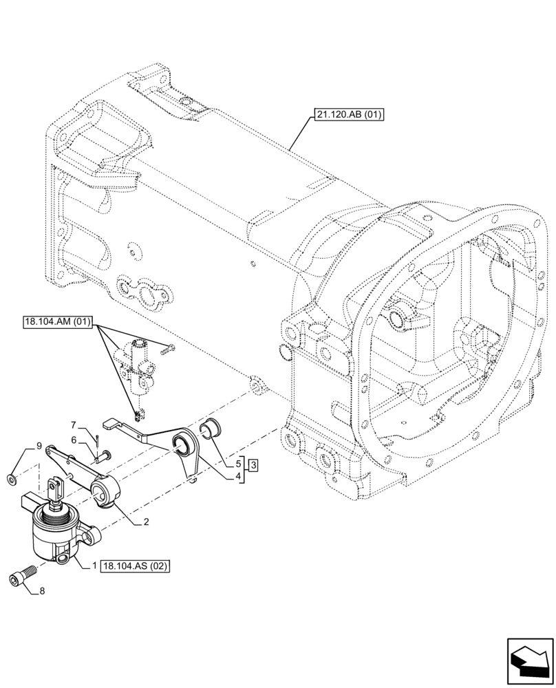 Схема запчастей Case IH FARMALL 75C - (18.104.AS[01]) - VAR - 333068, 333069, 390068 - PTO CLUTCH, CYLINDER, CAB (18) - CLUTCH