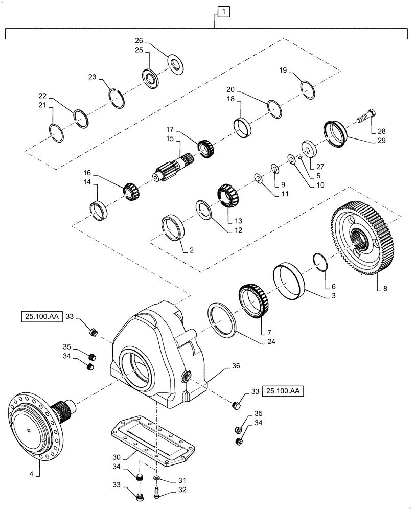 Схема запчастей Case IH 6130 - (25.310.AB) - FINAL DRIVE ASSY (25) - FRONT AXLE SYSTEM