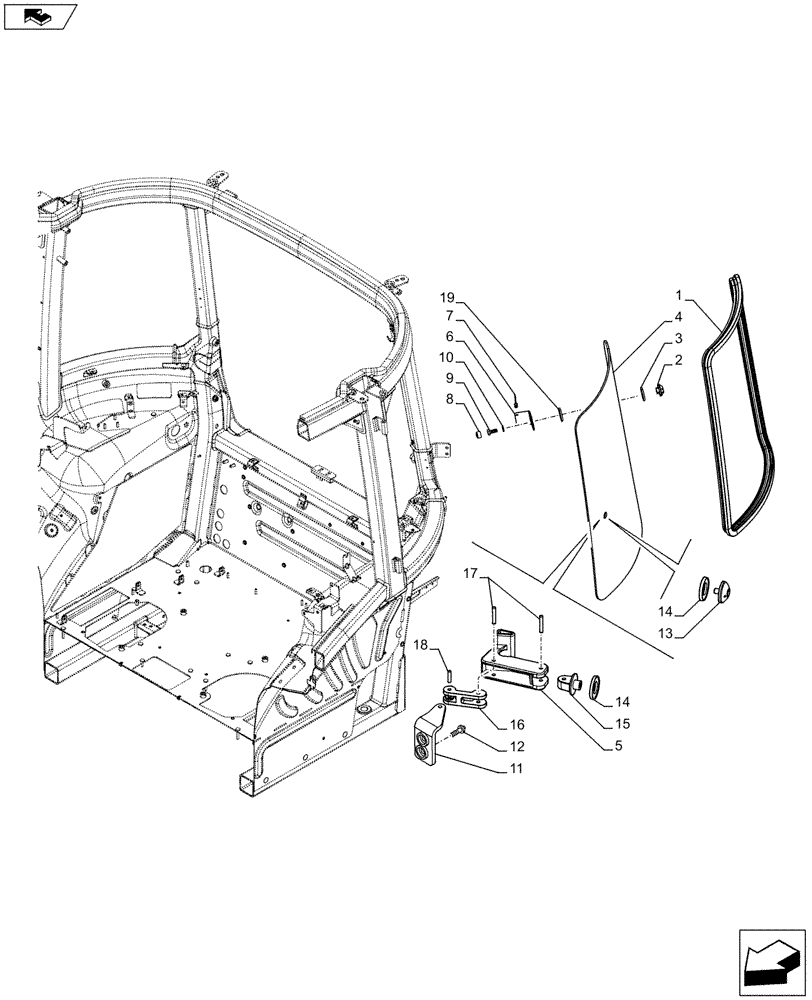 Схема запчастей Case IH FARMALL 115U - (90.156.AZ[01A]) - STD + VAR - 330642, 390642 - WINDOW, LEFT SIDE - BEGIN YR 11-MAR-2013 (90) - PLATFORM, CAB, BODYWORK AND DECALS