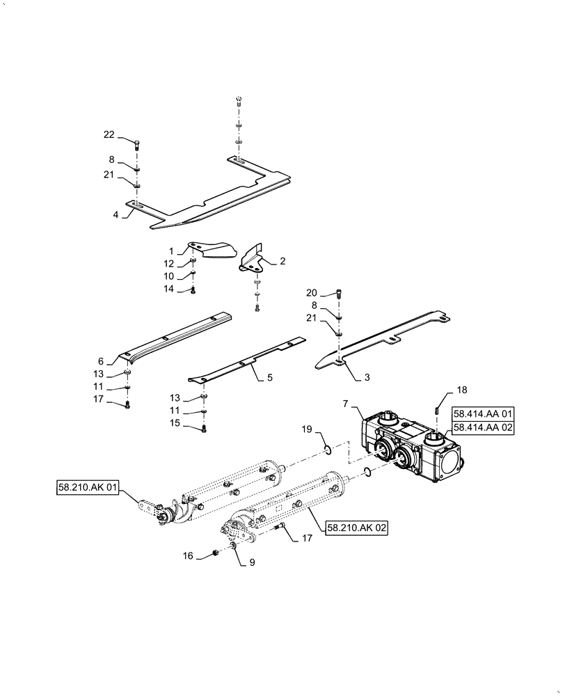 Схема запчастей Case IH 5506-65 - (58.230.AI [02]) - ROW UNIT, WITHOUT CHOPPER (58) - ATTACHMENTS/HEADERS