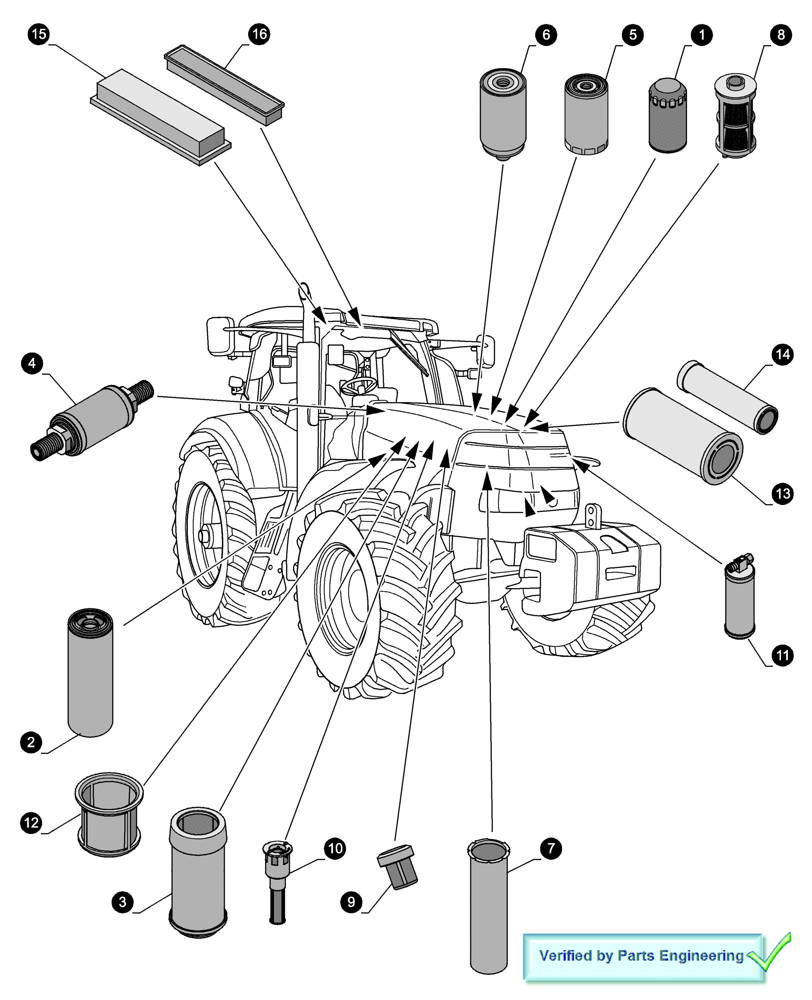 Схема запчастей Case IH MAXXUM 110 - (05.100.04[01]) - MAINTENANCE PARTS - FILTERS (05) - SERVICE & MAINTENANCE