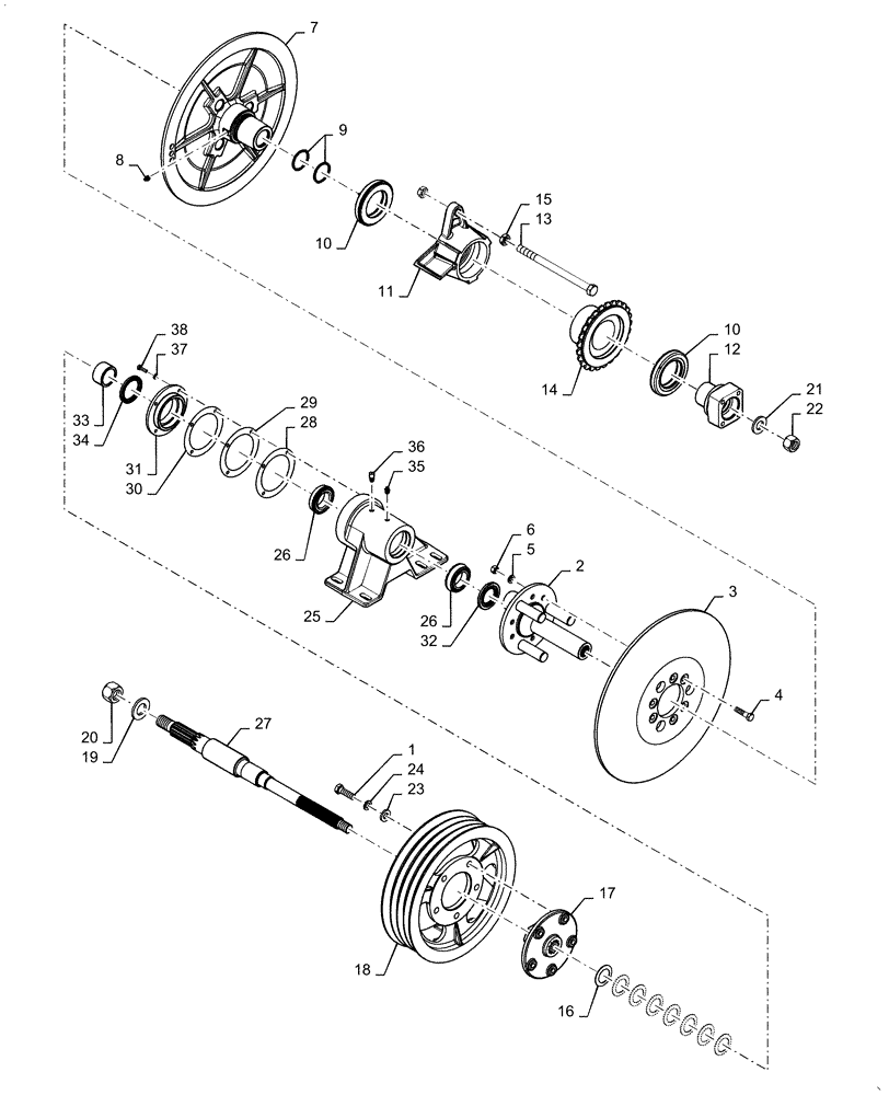 Схема запчастей Case IH 5140 - (72.350.AI[01]) - SEPARATOR JACKSHAFT HOUSING W/ PULLEY (72) - SEPARATION