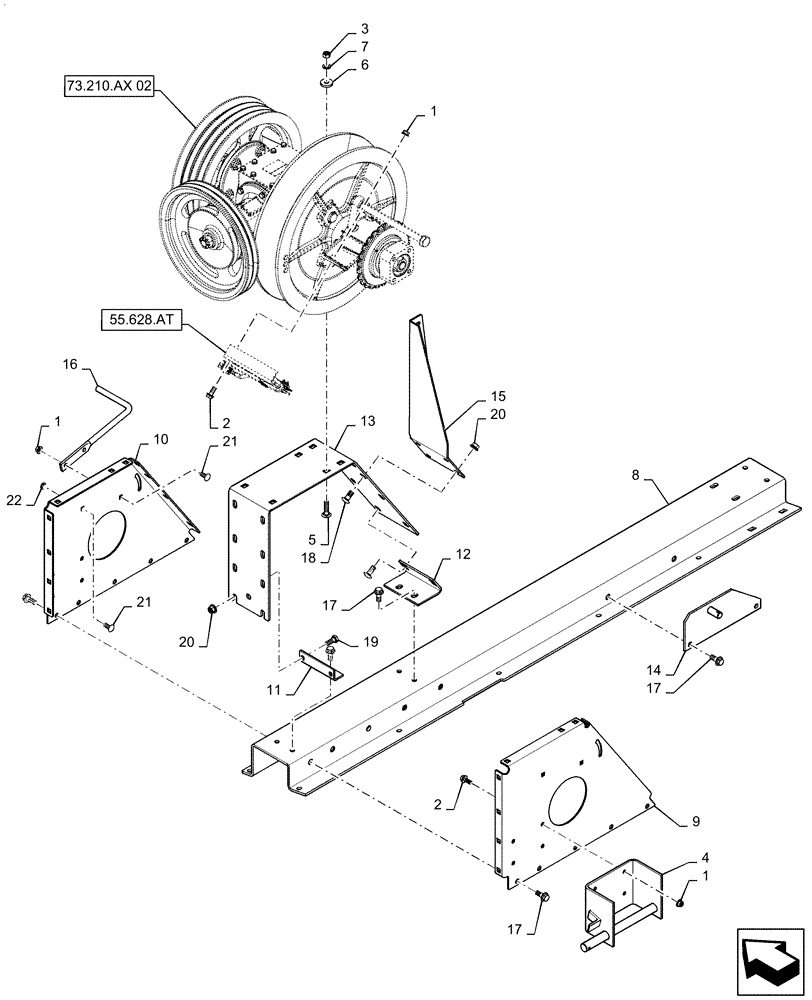 Схема запчастей Case IH 5130 - (73.210.AX[01]) - CHOPPING UNIT GEARBOX SUPPORT (73) - RESIDUE HANDLING