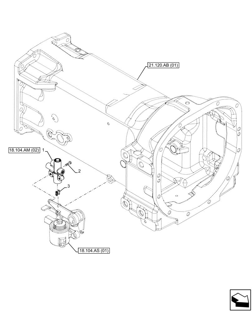 Схема запчастей Case IH FARMALL 65C - (18.104.AM[01]) - VAR - 333068, 333069, 390068 - PTO CLUTCH, VALVE, CAB (18) - CLUTCH