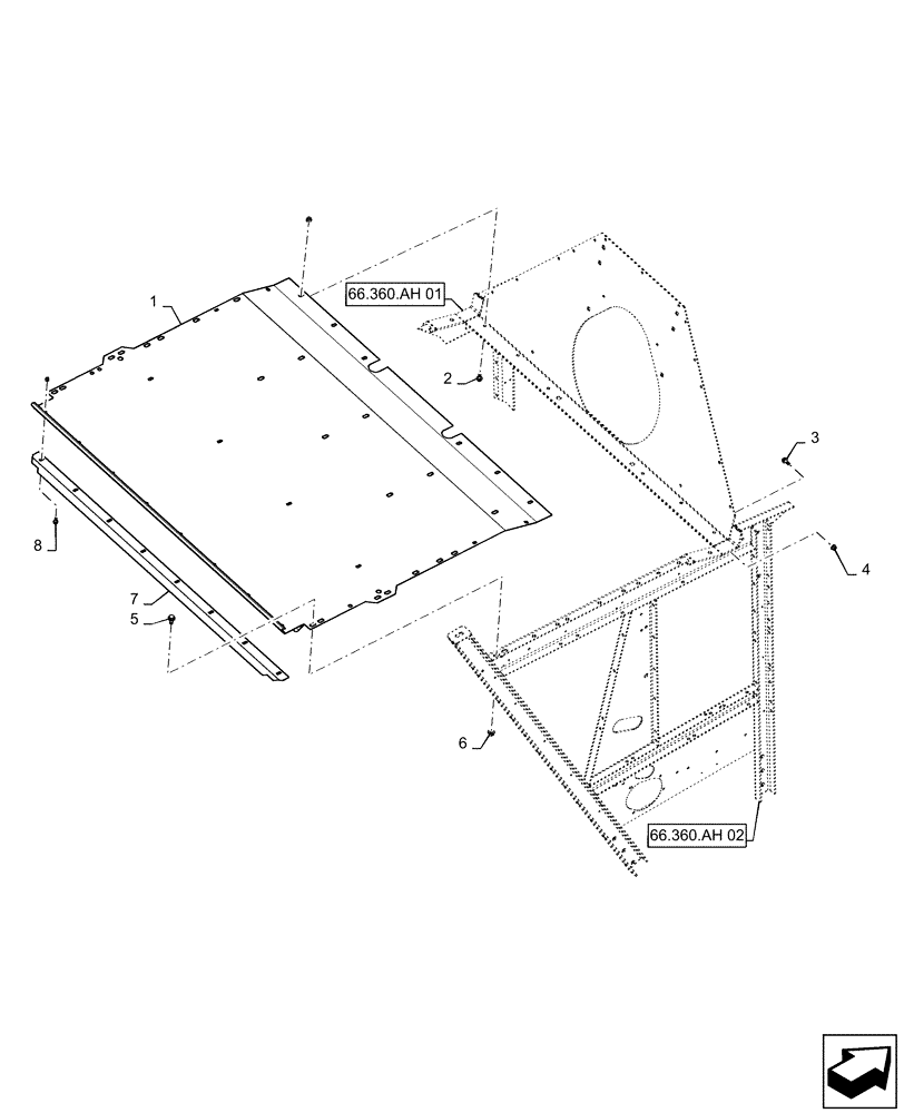 Схема запчастей Case IH 6140 - (66.360.AH[04]) - SEPARATOR TOP SHEET (66) - THRESHING