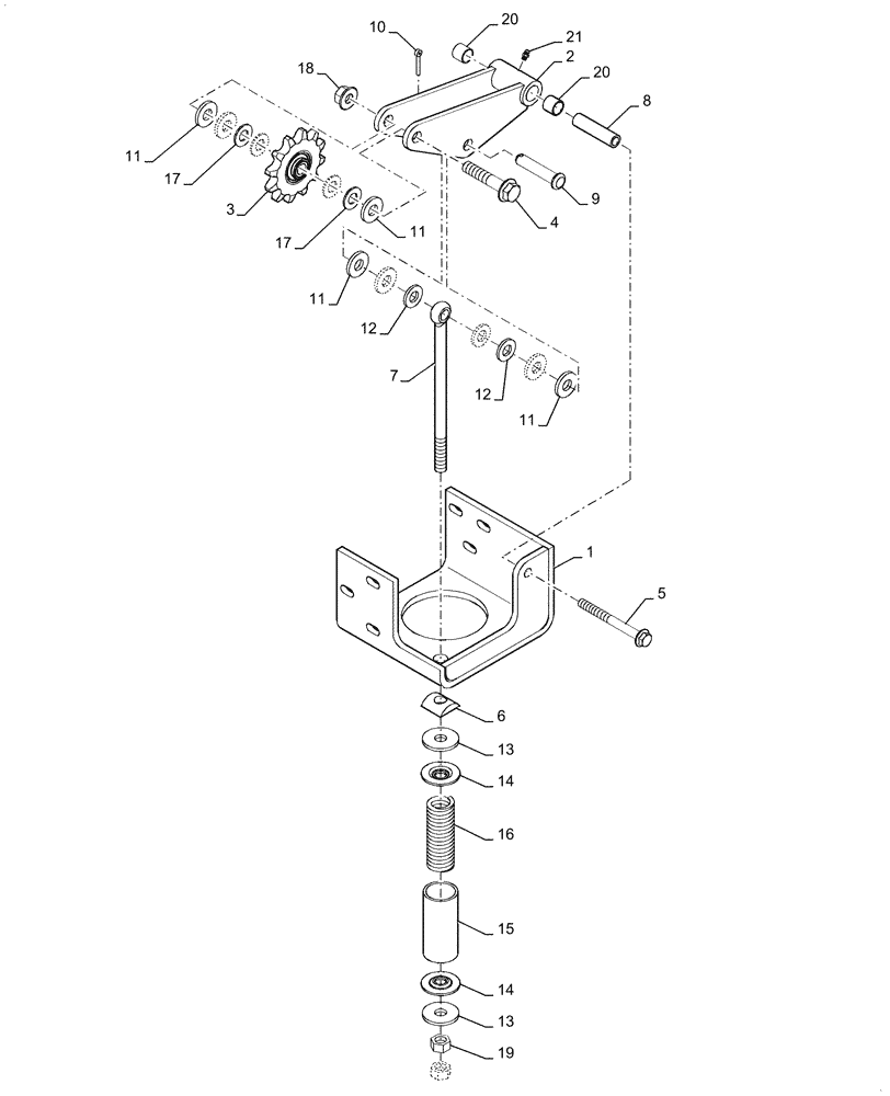 Схема запчастей Case IH 5130 - (60.112.AA[03]) - IDLER ASSEMBLY, ROCK TRAP (60) - PRODUCT FEEDING