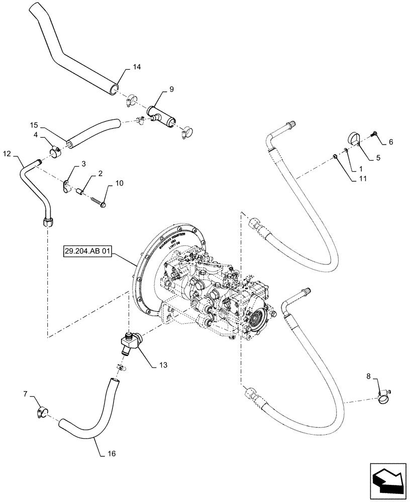 Схема запчастей Case IH TR270 - (29.204.AB[02]) - HYDROSTATIC PUMP, SUPPLY LINES, MECHANICAL CONTROLS (19-NOV-2015 & PRIOR) (29) - HYDROSTATIC DRIVE