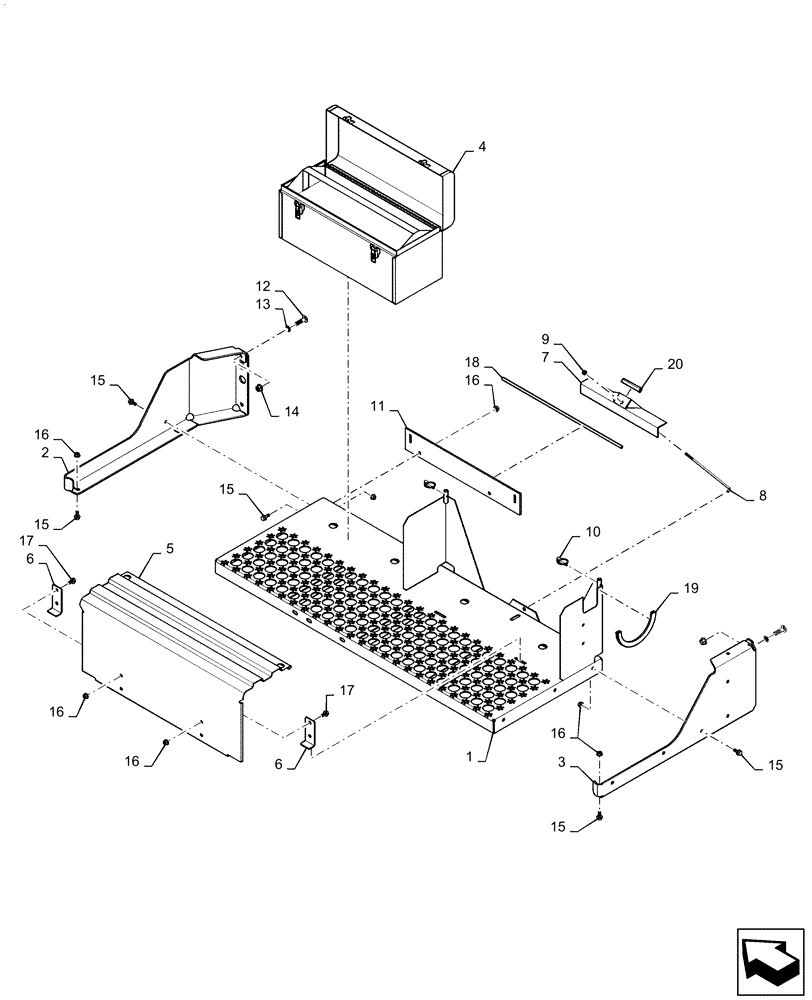 Схема запчастей Case IH 7140 - (55.302.AK[01]) - BATTERY BOX SUPPORT (55) - ELECTRICAL SYSTEMS