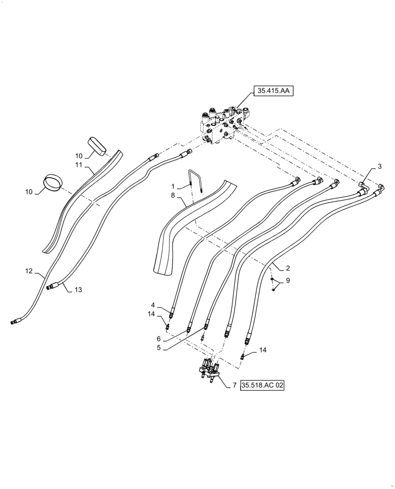 Схема запчастей Case IH 7140 - (35.518.AC[01]) - HYDRAULIC SYSTEM, HEADER, FEEDER, COUPLING (35) - HYDRAULIC SYSTEMS