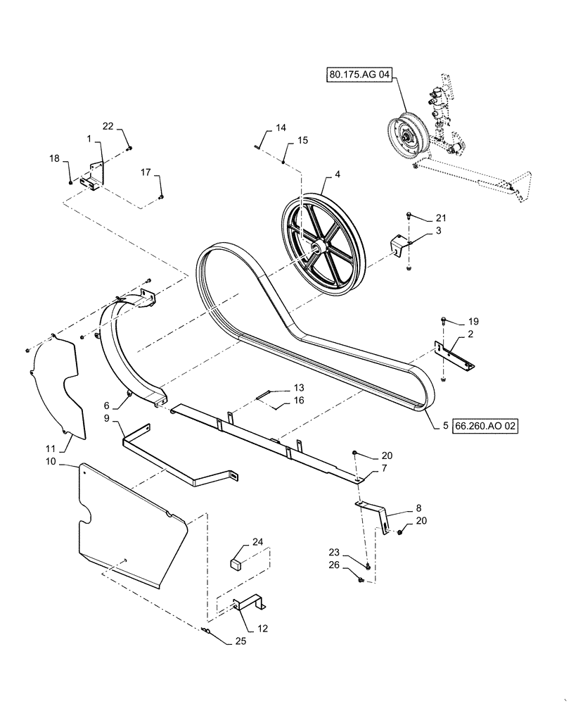 Схема запчастей Case IH 7140 - (80.175.AG[03]) - UNLOADER BELT DRIVE ASSY (80) - CROP STORAGE/UNLOADING