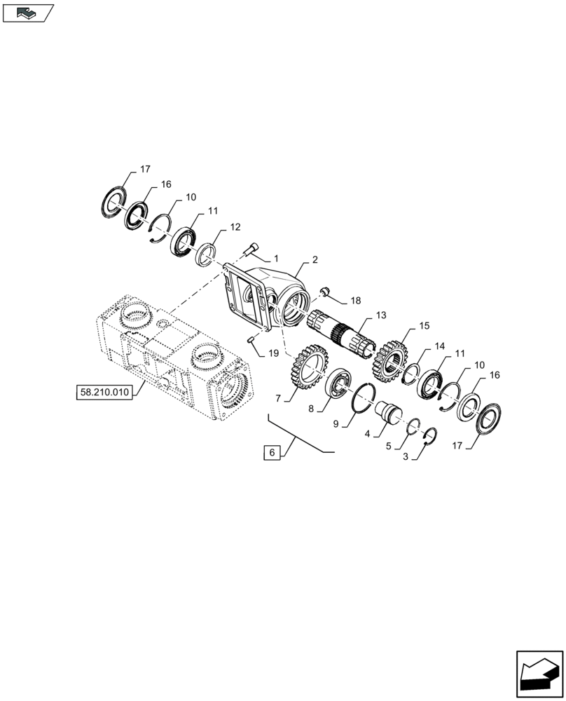 Схема запчастей Case IH 4408F-30 - (58.210.020) - ROW UNIT IMPUT GEARBOX (58) - ATTACHMENTS/HEADERS