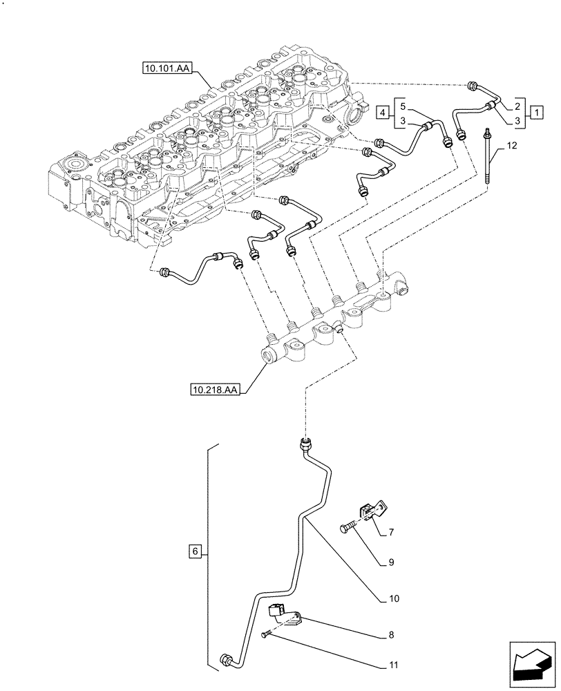 Схема запчастей Case IH F4HFE613B B006 - (10.218.AI[01]) - INJECTION PIPE (10) - ENGINE