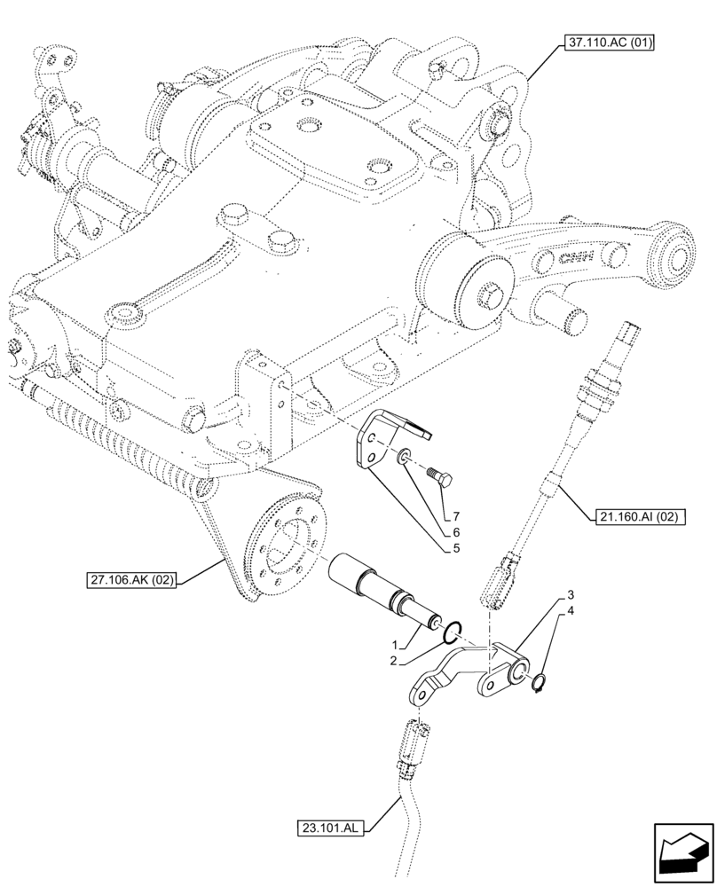 Схема запчастей Case IH FARMALL 85C - (31.101.AC[04]) - VAR - 390328, 743559 - 4WD, W/ MECHANICAL ENGAGEMENT, CONTROL LEVER (31) - IMPLEMENT POWER TAKE OFF