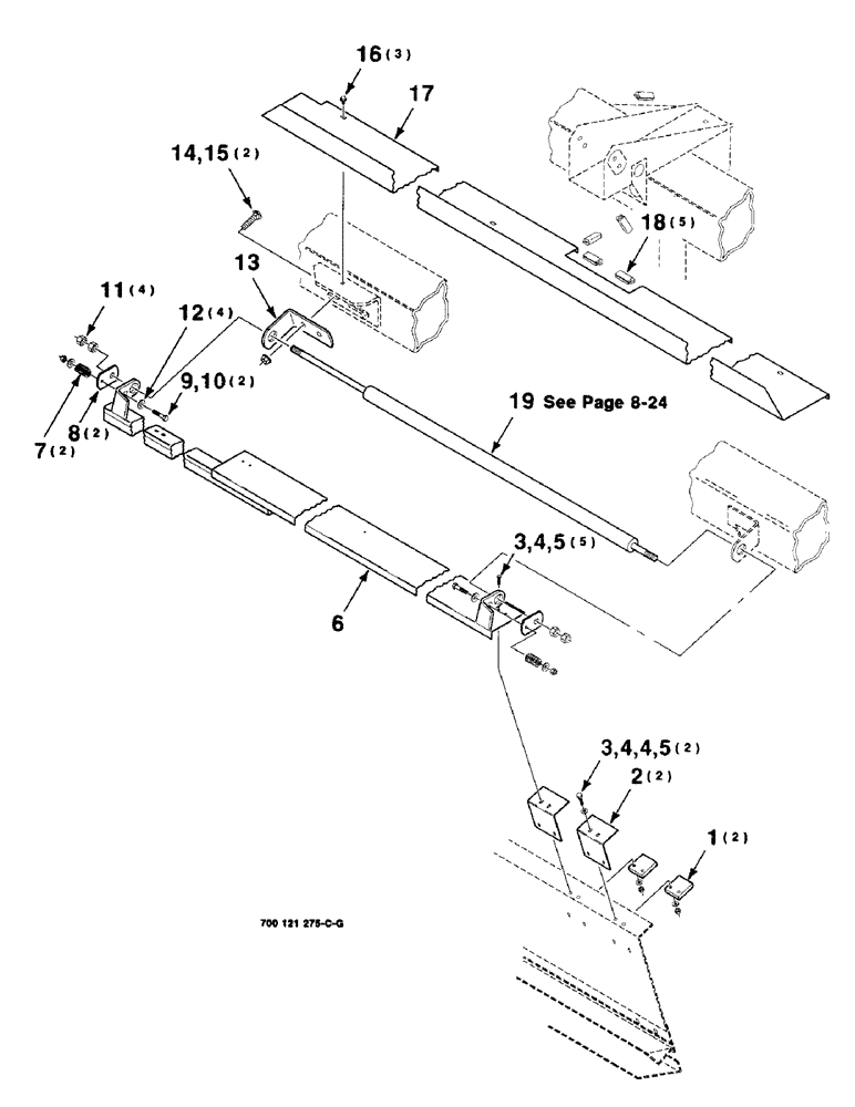 Схема запчастей Case IH 8820 - (6-18) - DRAPER SHIFTER ASSEMBLY, 21 FOOT, CYLINDER MOUNTING (09) - CHASSIS